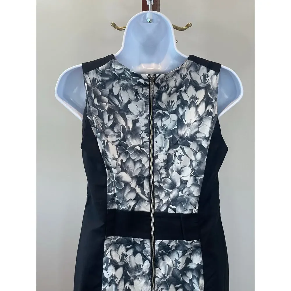 Michael Michael Kors Gray Floral Sleeveless Sheath Dress — Size 6